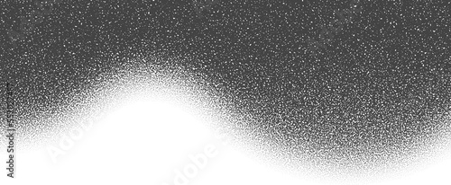 Black Noise Stippled Dots Halftone Pattern Isolated PNG Smooth Wave Grunge Border