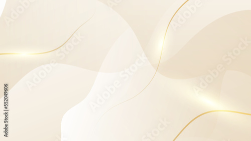 Abstract golden background with white and beige luxury glitter shapes. Golden lines luxury on cream color background. Gold elegant realistic paper cut style 3d. Vector illustration