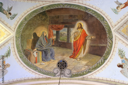 Jesus' appearance to Mary, fresco in the parish church of the Holy Trinity in Karlovac, Croatia