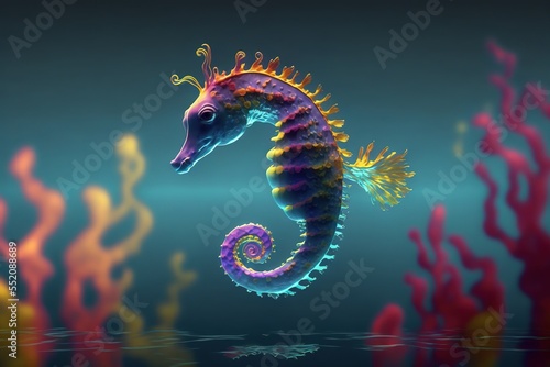Multicoloured seahorse under water, National Day of the (Sea) Horse concept