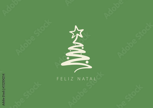 Portuguese text: Feliz Natal. Merry Christmas. Vector. Cartoon