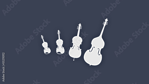 Strings Violin Viola Cello Bass - Traditional instruments of the orchestra