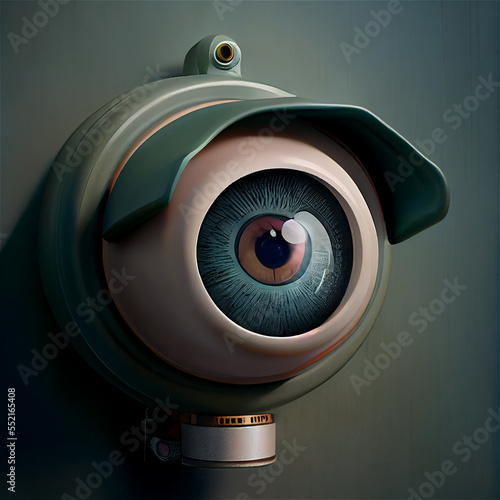 Sinister eye watching, spy, surveillance, privacy, big brother, issue, watch, monitoring, security, safety, concept, problem, evil, spyhole, scary, illustration