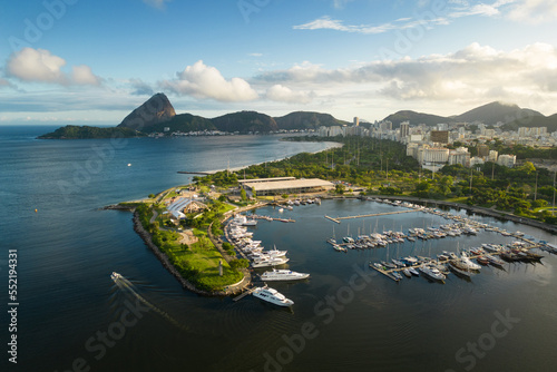View of Marina da Gloria With Ships and Yachts in Guanabara Bay, and the Sugarloaf Mountain in the Horizon, in Rio de Janeiro, Brazil