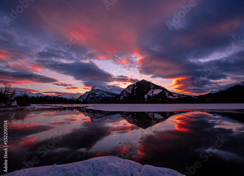 Vermilion Lakes Sunrise in Canadian Rockies, Banff National Park