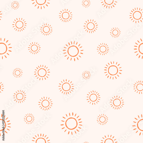 Seamless pattern with orange suns