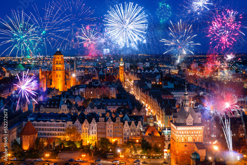 New Year fireworks display in Gdansk, Poland