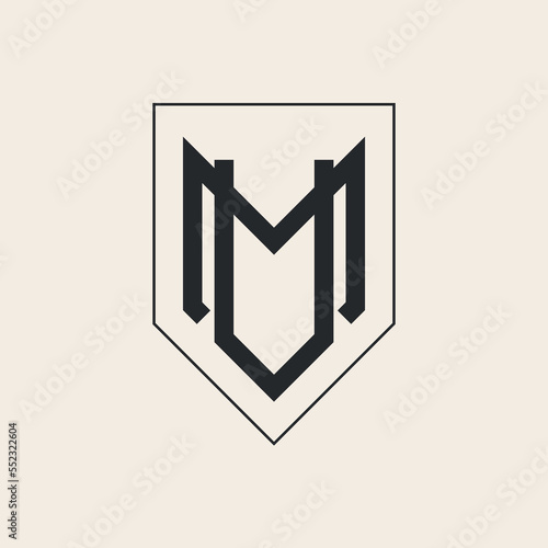 letter m u monogram art logo vector design.