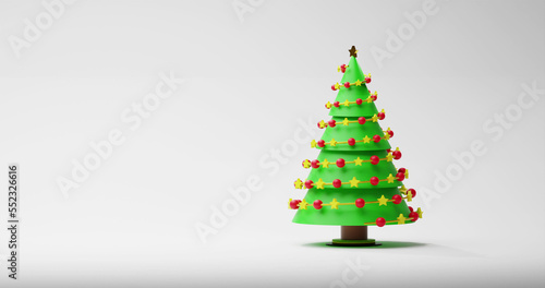 Image of christmas tree on white background