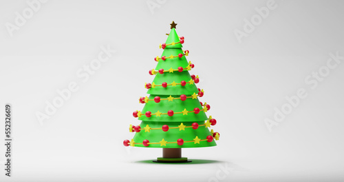 Image of christmas tree on white background
