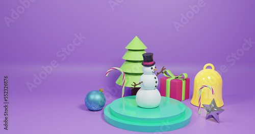 Image of christmas decorations over purple background