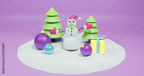 Image of christmas decorations over purple background