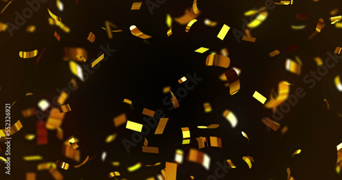Image of confetti falling over black background