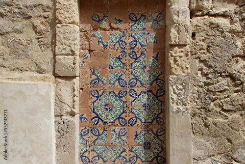 painted tile in ragusa in sicily in italy 