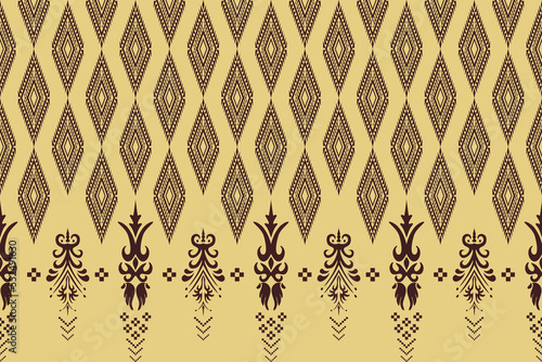 Beautiful cream beige geometric traditional ethnic pattern Ikat seamless pattern abstract design for fabric print cloth dress carpet curtains and sarong Aztec African Indian Indonesian 