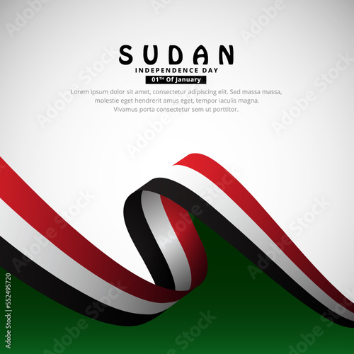 Modern Sudan Independence day design with wavy flag vector. Sudan Unity day design