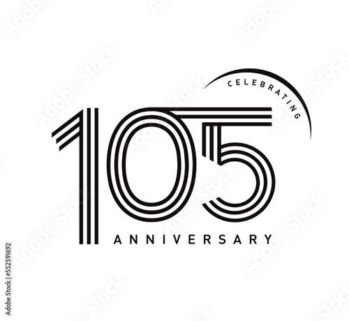 105 years anniversary celebration logotype. elegant modern number gold color