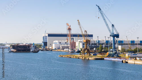 The shipyards MV Werften and Neptun Werft in the harbour of Rostock in Germany