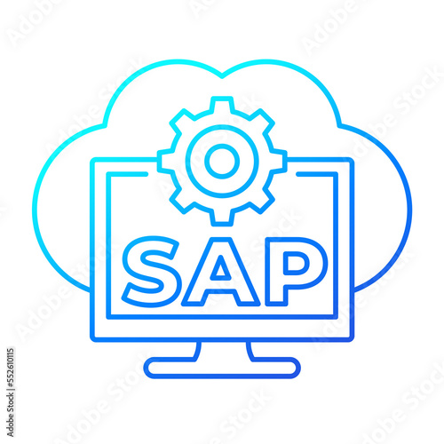 SAP, business cloud software line icon