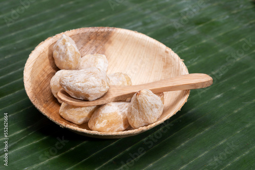 Aleurites moluccanus or Indonesian Candlenuts called Kemiri.