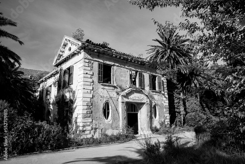Abandoned former hotel near Dubrovnik, left during Jugoslavian war 1991