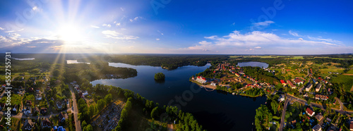 Aerial shot of a beautiful lake in the summer day