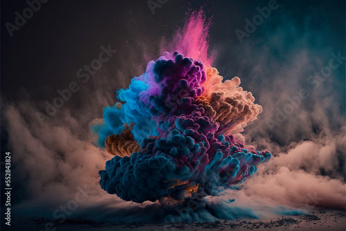 Nuage de couleurs, explosion de fumées colorées