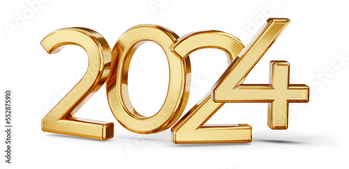 year 2024 golden symbol, 3d-illustration