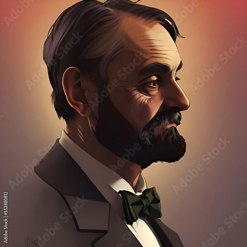 Illustrated portrait of Alfred Nobel 