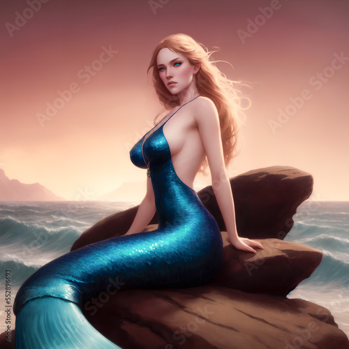 Modern mermaid in beautiful dress