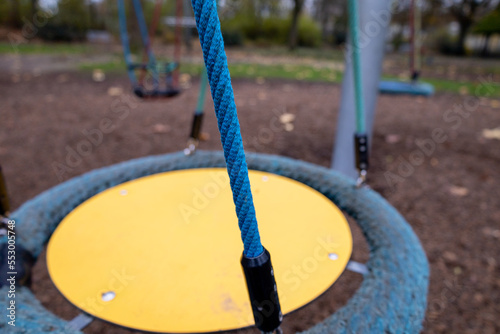 Blue rope on abandoned playground