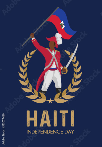 VECTORS. Editable banner for Haiti Independence day, Revolution day and patriotic events, formal, gold details