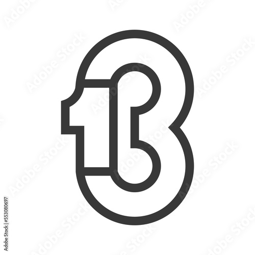 Number 13 logo vector line
