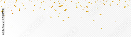 Gold confetti falls. confetti, streamer, tinsel on a transparent background for design and congratulations.Vector