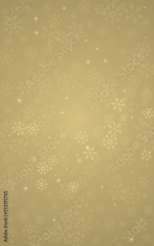Gold Snowflake Vector Golden Background.