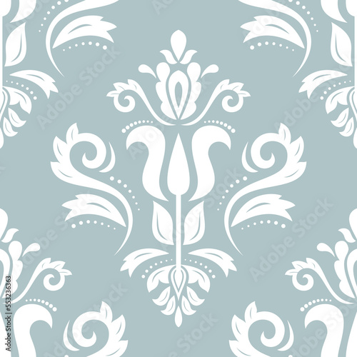 Classic seamless pattern. Damask orient ornament. Classic blue and white vintage background. Orient ornament for fabric, wallpaper and packaging