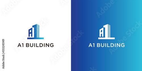 letter A1 logo design inspiration. building architecture logo