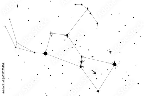 Simple astronomical illustration of the constellation Orion (the Hunter). Transparent PNG design element for websites, print and other graphics.