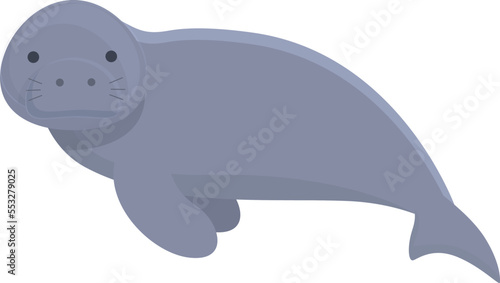 Nature dugong icon cartoon vector. Sea manatee. Wildlife marine