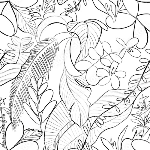 seamless pattern with leaves Guadeloupe flore