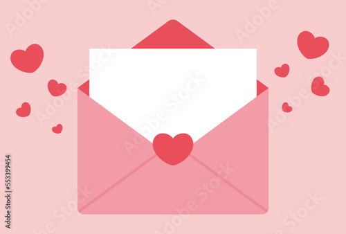 Valentine's Day vector background with a love letter and hearts for banners, cards, flyers, social media wallpapers, etc.