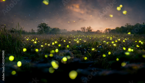 A field of fireflies in August