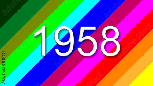 1958 colorful rainbow background year number