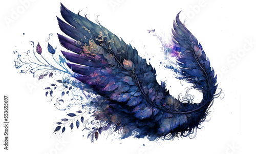 Beautiful magic watercolor angel wings