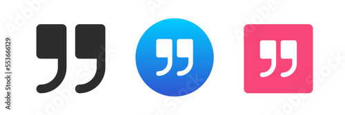 Quote double inverted comma texting message speech dialogue communication icon set vector flat