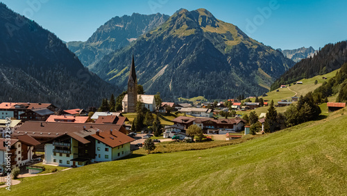 Beautiful alpine summer view at the famous Zafernalift, Kleinwalsertal valley, Mittelberg, Vorarlberg, Austria