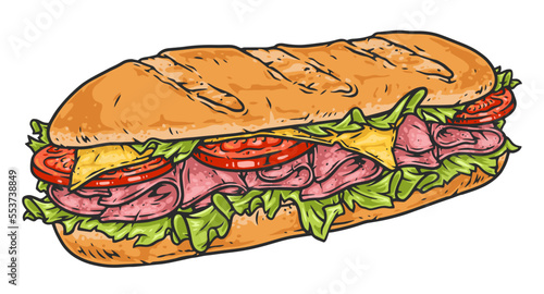 Sandwich baguette element colorful detailed