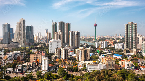 Cityscape of Colombo on a sunny day. Aerial view