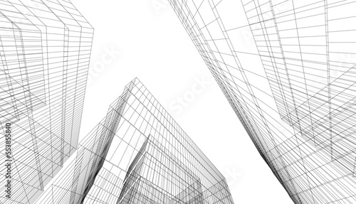 Modern building architecture 3d illustration 