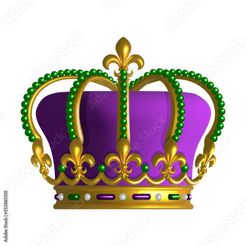mardi gras crown. isolated 3d crown illustration